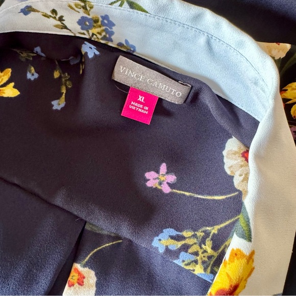NEW Vince Camuto navy crepe blouse w/ collar+cuffs XL - Picture 9 of 12